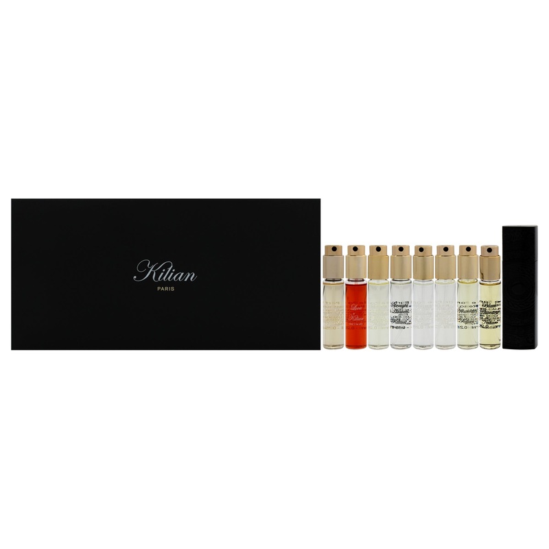 Discovery Set by Kilian for Women - 9 Pc Mini Gift Set 0.25oz Straight to Heaven EDP Spray (Refill), 0.25oz Love dont be Shy EDP Spray (Refill), 0.25oz Moonlight in Heaven EDP Spray (Refill), 0.25oz Bamboo Harmony EDP Spray (Refill), 0.25oz Rolling in Lo