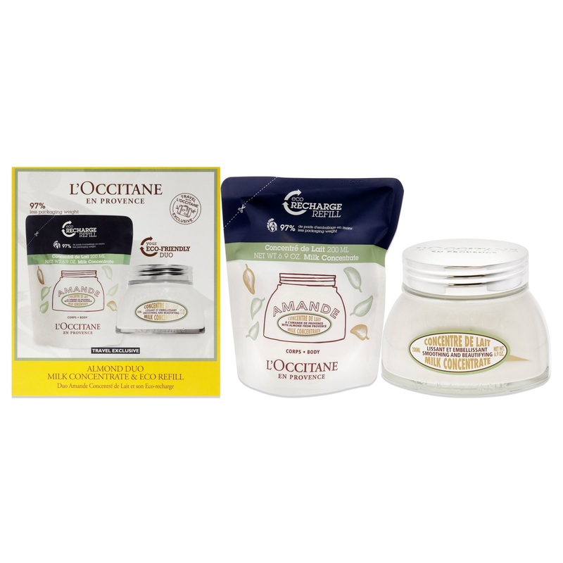 Almond Concetrate Duo by LOccitane for Women - 2 x 6.9 oz Almond Milk Concentrate, Almond Milk Concentrate Eco Refill