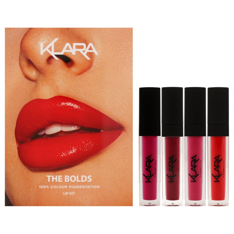 The Bolds Lip kit by Klara for Women - 4 Pc 0.27oz Kiss Proof Lipstick Liquid Matte - 16 Sexy Marsala, 0.27oz Kiss Proof Lipstick Liquid Matte - 8 Fuschia Pop, 0.27oz Kiss Proof Lipstick Liquid Matte - 10 Magenta, 0.27oz Kiss Proof Lipstick Liquid Matte