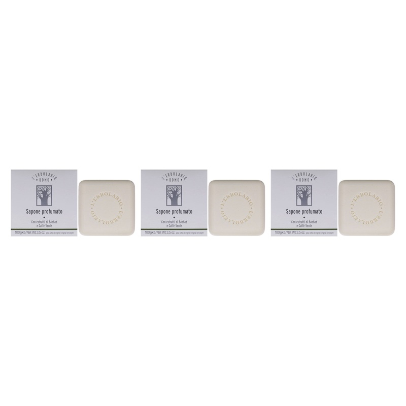 Uomo Baobab Soap by LErbolario for Men - 3.5 oz Soap - Pack of 3