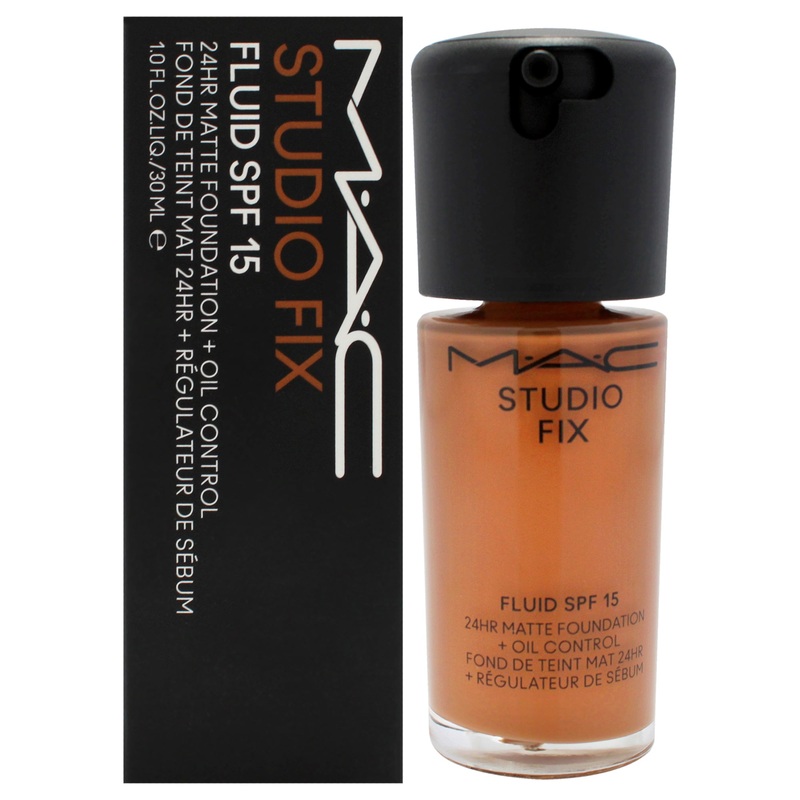 Studio Fix Fluid SPF 15 24Hr Matte Foundation Plus Oil Control - NW45 Medium Mahoghany with Rosy Undertones by MAC for Women - 1 oz Foundation