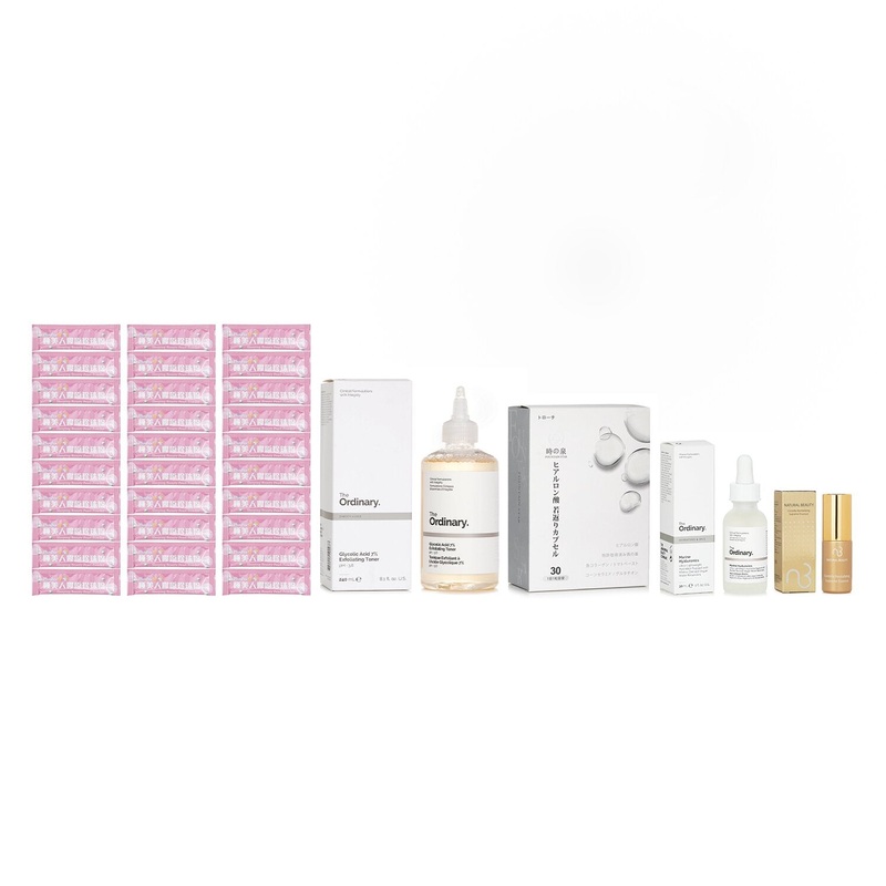 The Ordinary [Hydration Essentials Mystery Box] Marine Hyaluronics 30ml + Glycolic Acid 7% Exfoliating Tone 240ml + 3 surprise products - 5pcs  5pcs