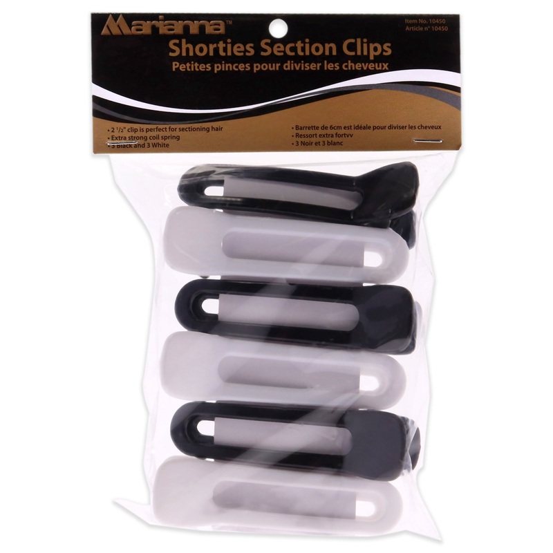 Shorties Section Clips - White-Black by Marianna for Women - 6 Pc Hair Clips