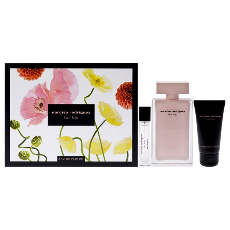 Narciso Rodriguez by Narciso Rodriguez for Women - 3 Pc Gift Set 3.3oz EDP Spray, 0.33oz EDP Spray, 1.6oz Body Lotion