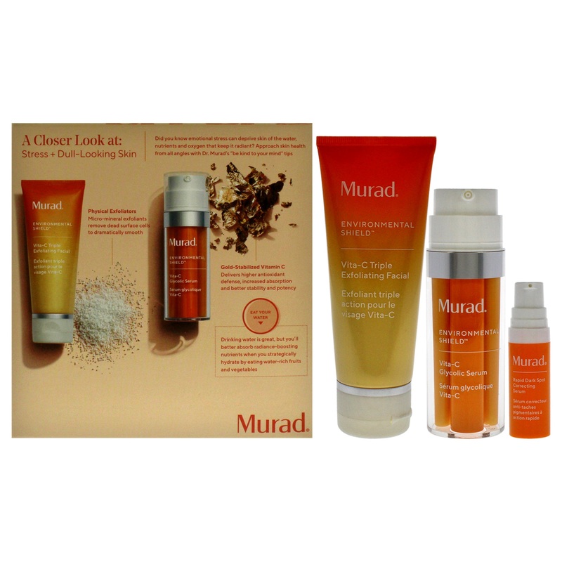 Under The Microscope The Dark Spot Correctors by Murad for Women - 3 Pc 0.17oz Rapid Dark Spot Correcting Serum, 1oz Vitamin C Glycolic Serum, 2.7oz Vitamin C Triple Exfoliating Facial