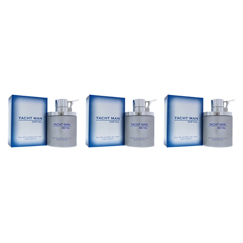 Yacht Man Metal by Myrurgia for Men - 3.4 oz EDT Spray - Pack of 3