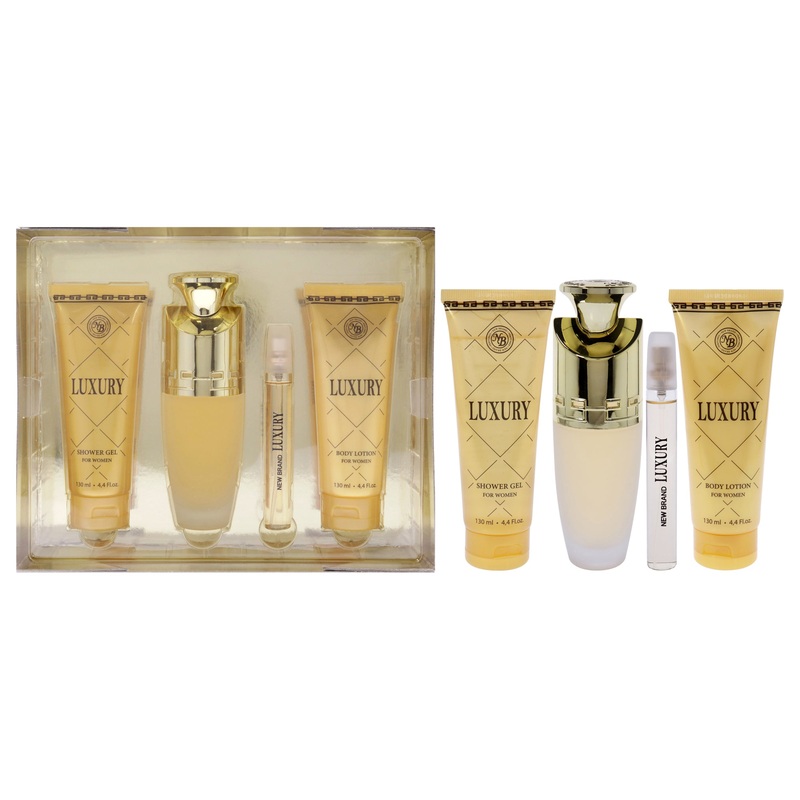 Luxury by New Brand for Women - 4 Pc Gift Set 3.3oz EDP Spray, 4.4oz Shower Gel, 4.4oz Body Lotion, 0.5oz EDP Spray
