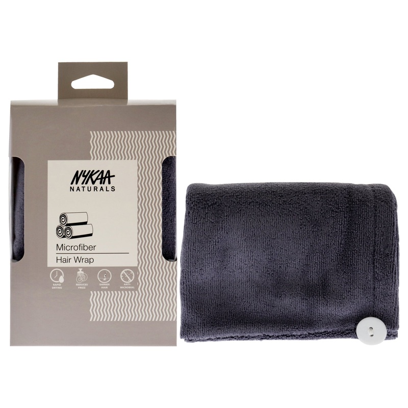 Microfiber Hair Wrap Towel - Grey by Nykaa Naturals for Women - 1 Pc Towel