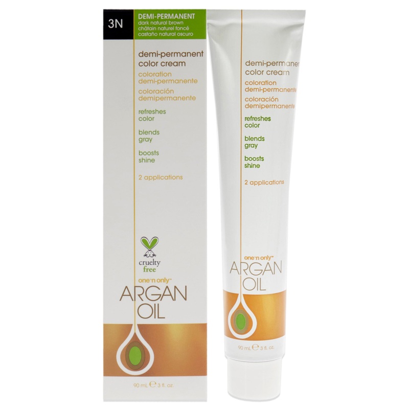 Argan Oil Demi-Permanent Color Cream - 3N Dark Natural Brown by One n Only for Unisex - 3 oz Hair Color
