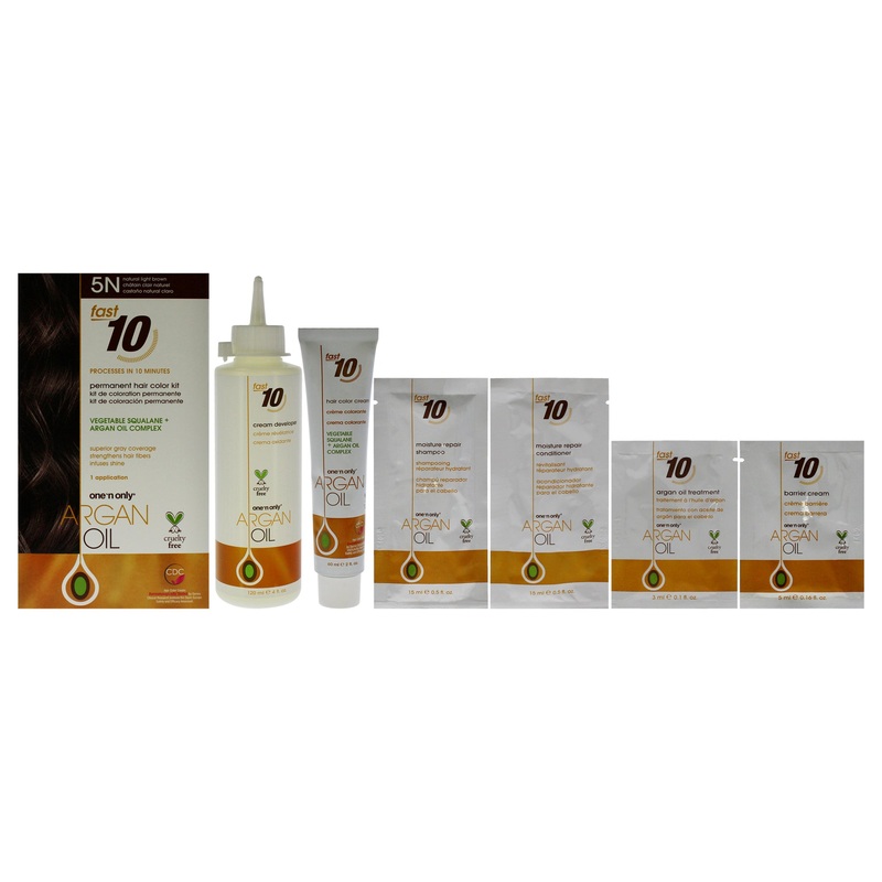 Argan Oil Fast 10 Permanent Hair Color Kit - 5N Natural Light Brown by One n Only for Unisex - 1 Pc Hair Color