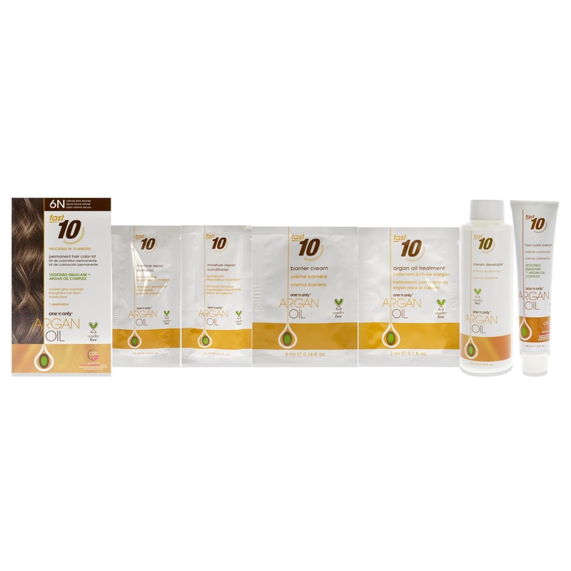 Argan Oil Fast 10 Permanent Hair Color Kit - 6N Natural Dark Blonde by One n Only for Unisex - 1 Pc Hair Color