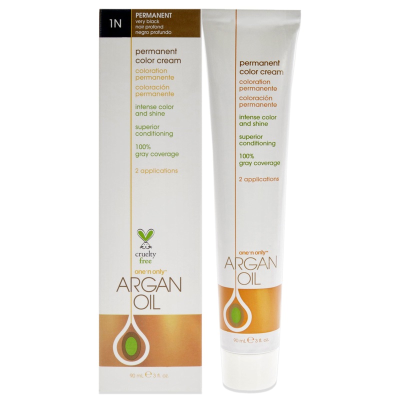 Argan Oil Permanent Color Cream - 1N Very Black by One n Only for Unisex - 3 oz Hair Color