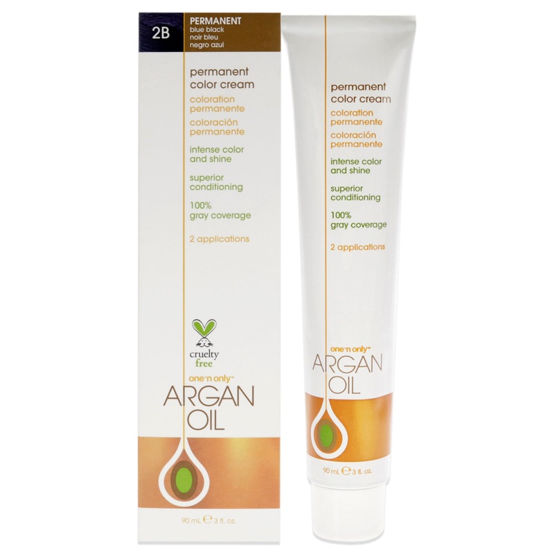 Argan Oil Permanent Color Cream - 2B Blue Black by One n Only for Unisex - 3 oz Hair Color