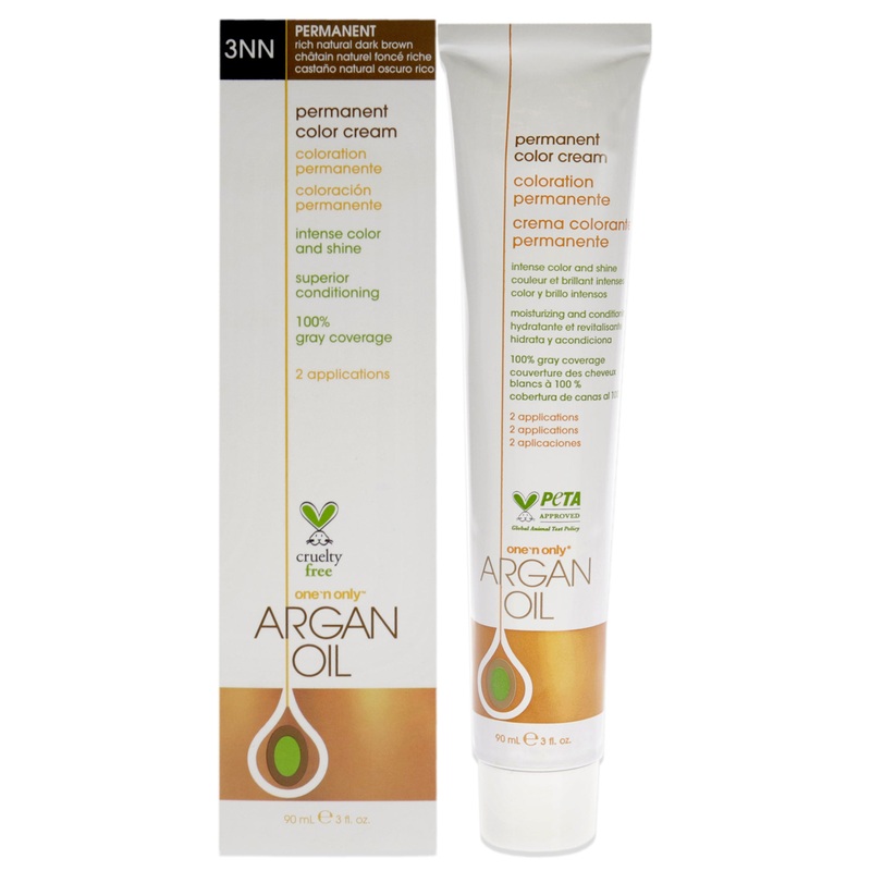 Argan Oil Permanent Color Cream - 3NN Rich Natural Dark Brown by One n Only for Unisex - 3 oz Hair Color