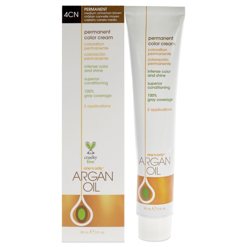Argan Oil Permanent Color Cream - 4CN Medium Cinnamon Brown by One n Only for Unisex - 3 oz Hair Color