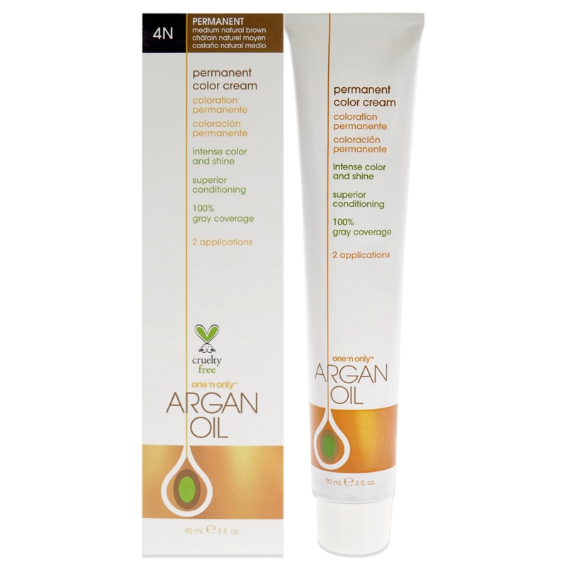 Argan Oil Permanent Color Cream - 4N Medium Natural Brown by One n Only for Unisex - 3 oz Hair Color