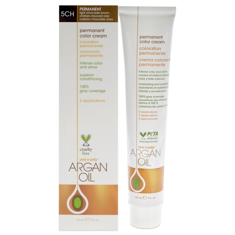 Argan Oil Permanent Color Cream - 5CH Light Chocolate Brown by One n Only for Unisex - 3 oz Hair Color