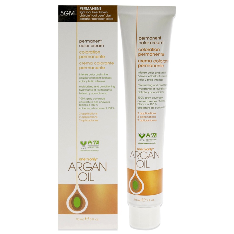 Argan Oil Permanent Color Cream - 5GM Light Root Beer Brown by One n Only for Unisex - 3 oz Hair Color