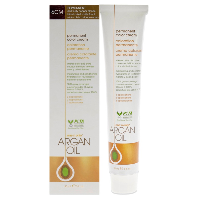 Argan Oil Permanent Color Cream - 6CM Dark Rusty Copper Blonde by One n Only for Unisex - 3 oz Hair Color
