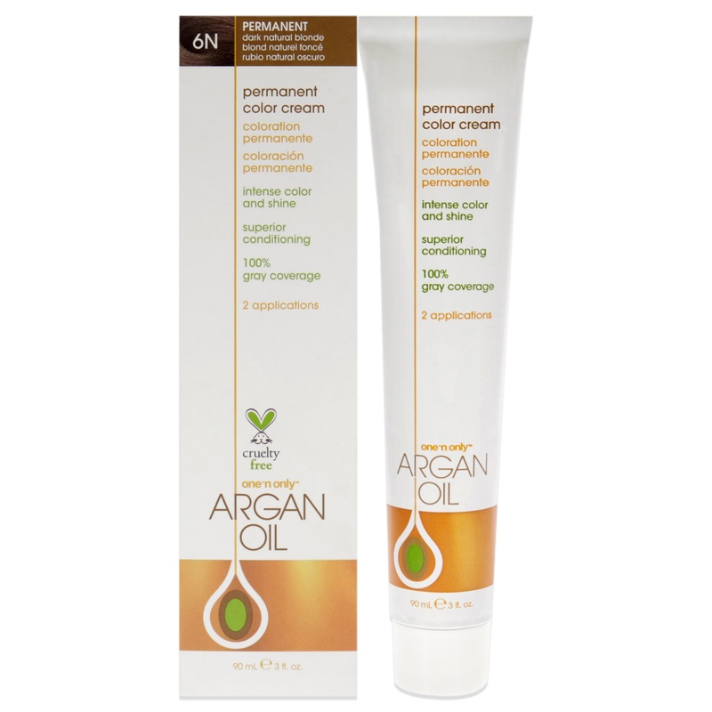 Argan Oil Permanent Color Cream - 6N Dark Natural Blonde by One n Only for Unisex - 3 oz Hair Color