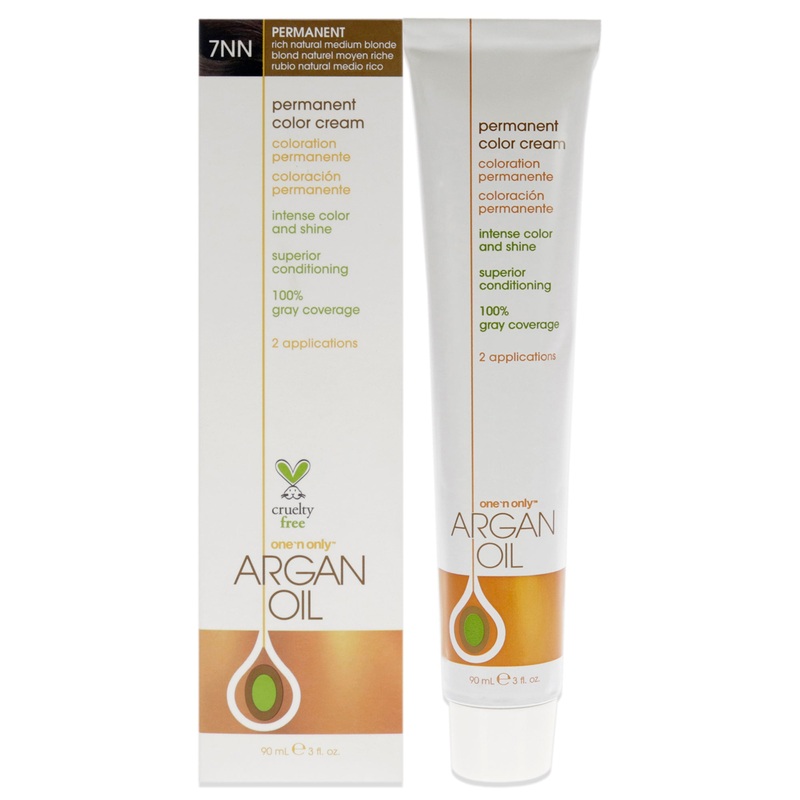 Argan Oil Permanent Color Cream - 7NN Rich Natural Medium Blonde by One n Only for Unisex - 3 oz Hair Color