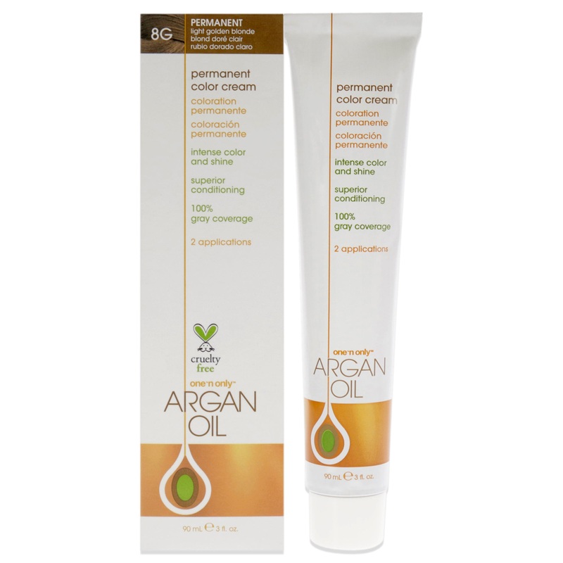 Argan Oil Permanent Color Cream - 8G Light Golden Blonde by One n Only for Unisex - 3 oz Hair Color