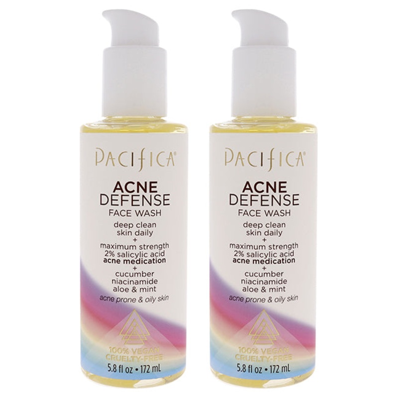 Acne Defense Face Wash by Pacifica for Unisex - 5.8 oz Cleanser - Pack of 2