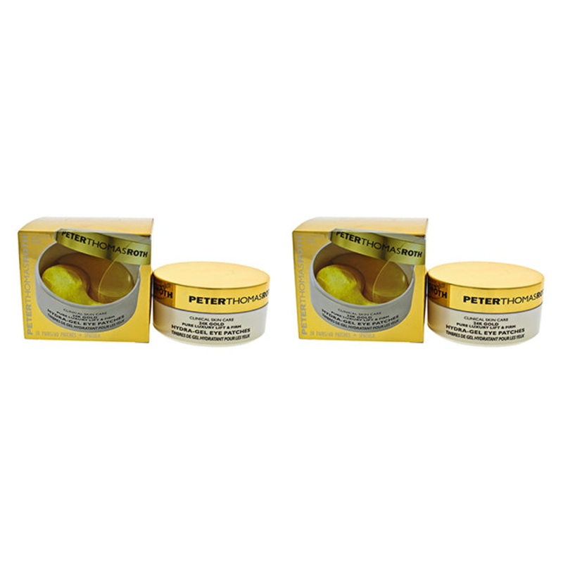 24K Gold Pure Luxury Lift & Firm Hydra-Gel Eye Patches by Peter Thomas Roth for Women - 60 Pc Patches + Spatula Eye Patches - Pack of 2