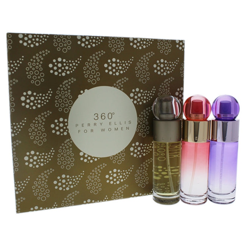360 by Perry Ellis for Women - 3 Pc Gift Set 1oz EDT Spray, 1oz Coral EDP Spray, 1oz Purple EDP Spray