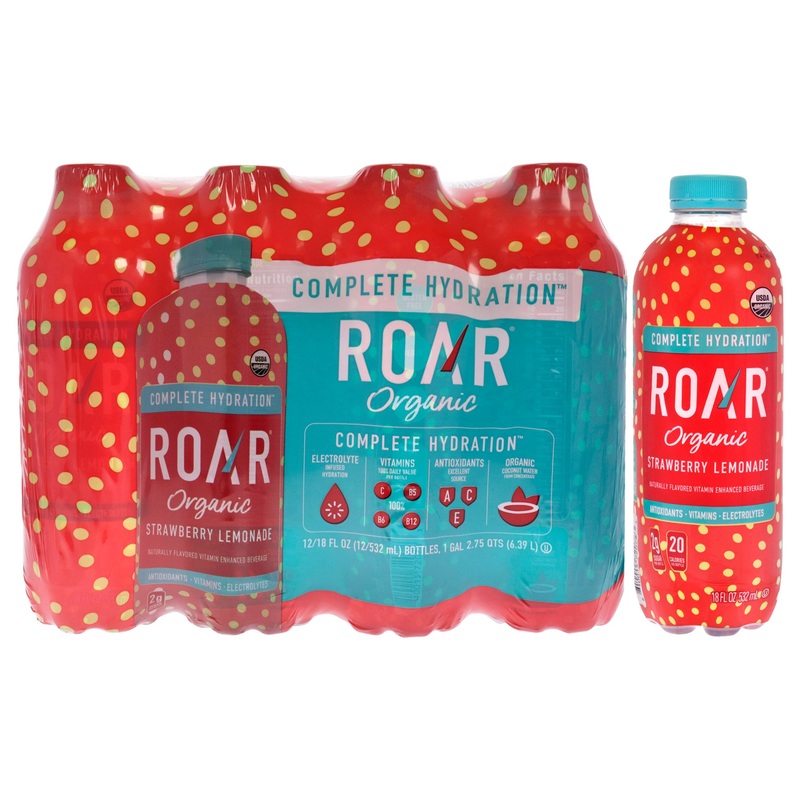 Complete Hydration Organic - Strawberry Lemonade by Roar for Unisex - 12 x 18 oz Electrolytes