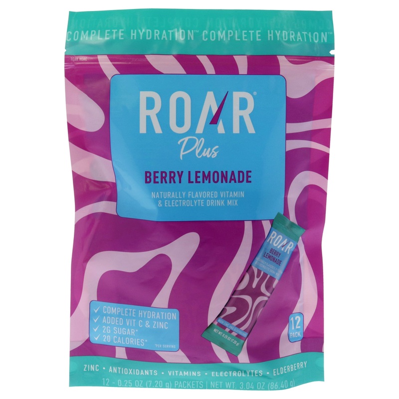 Naturally Flavored Vitamin and Electroly Drink Mix - Berry Lemonade by Roar for Unisex - 12 x 0.25oz Electrolytes