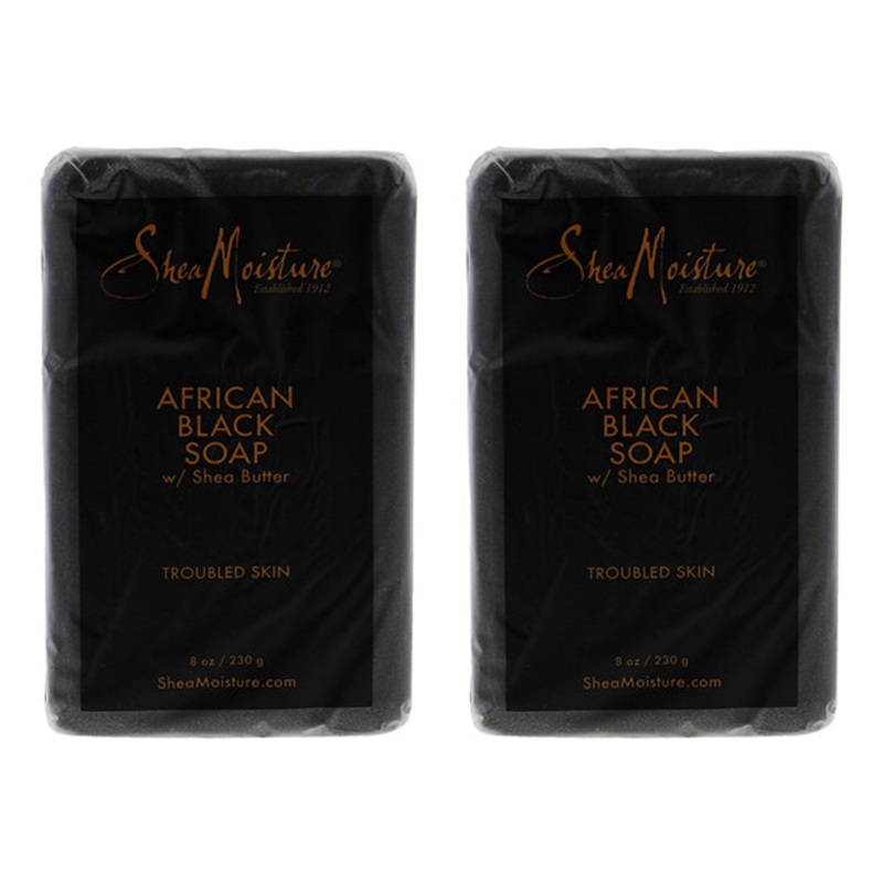 African Black Soap Bar Acne Prone and Troubled Skin by Shea Moisture for Unisex - 8 oz Pack of 2