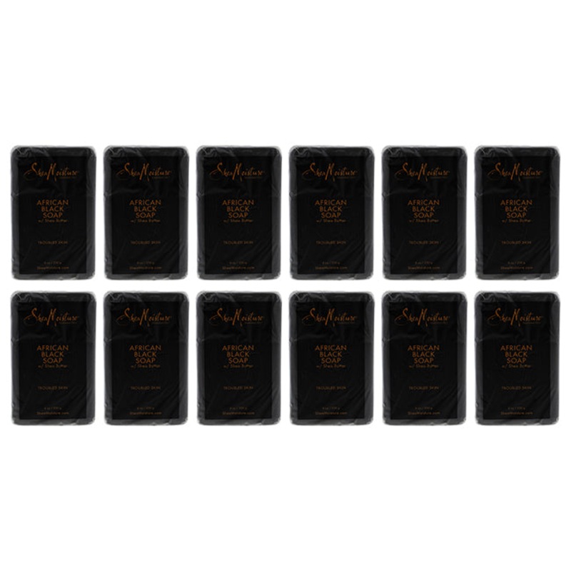 African Black Soap Troubled Skin by Shea Moisture for Unisex - 8 oz Bar Soap - Pack of 12