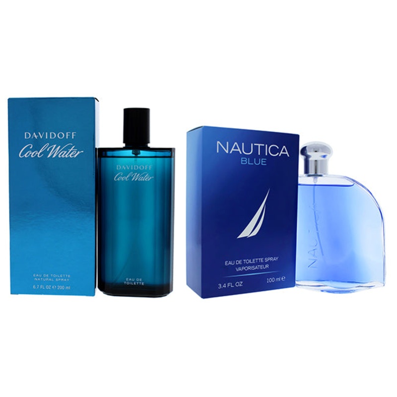 Cool Water and Nautica Blue Kit by Various Designers for Men - 2 Pc Kit 6.7oz EDT Spray, 3.4 oz EDT Spray