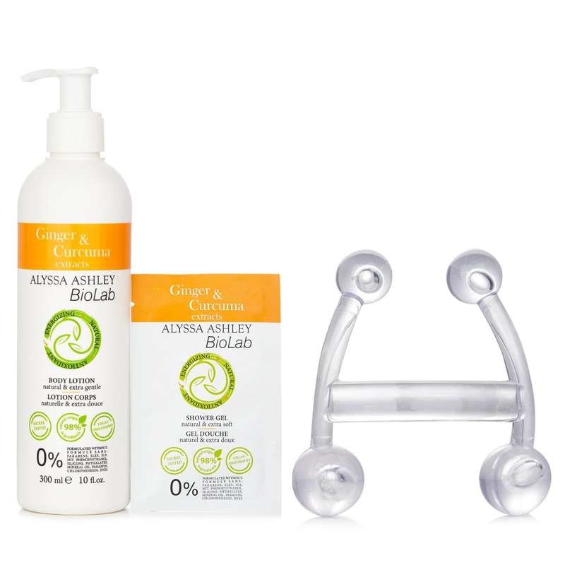Alyssa Ashley Biolab Ginger & Curcuma Extract Body Lotion + Shower Gel + Massager  3pcs