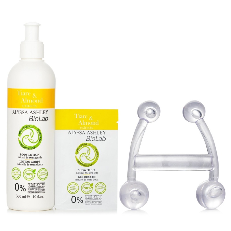 Alyssa Ashley Biolab Tiare & Almond Body Lotion + Shower Gel + Massager  3pcs