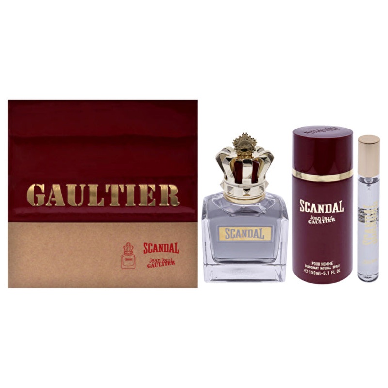 Jean Paul Gaultier Scandal For Men - 3 Pc Gift Set Eau De Toilette Spray 0.34oz Eau De Toilette Spray 150ml/5.1oz Deodorant Spray 90ml/3.4oz